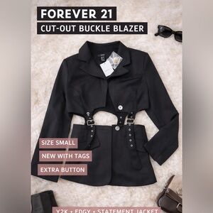 Forever 21 Black Edgy Buckle Blazer